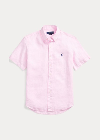 Camisa Polo Ralph Lauren Hombre Rosas - Classic Fit Linen - HXNAT6843